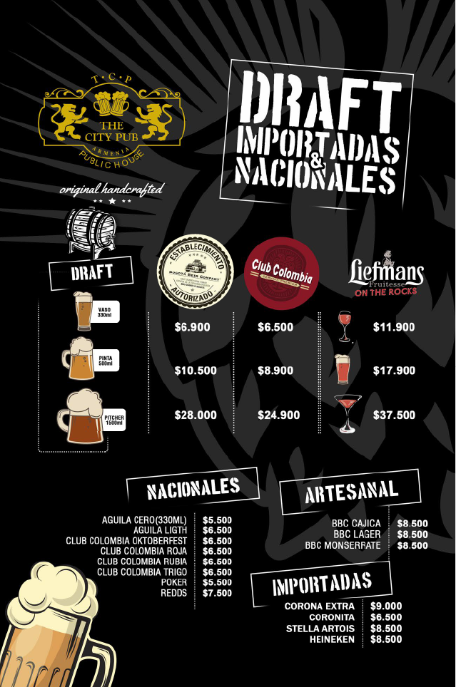 Carta de The City Pub en Armenia, Quindio — página 4